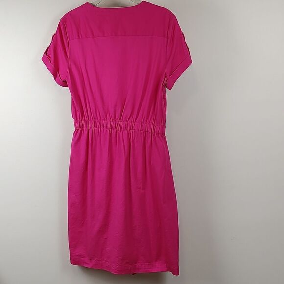 Halston Cinched Button Front Dress Bright Rose NWOT - Picture 10 of 11